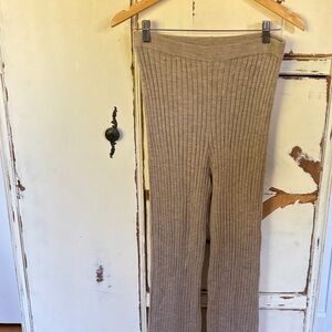 Sezane Ribbed Knit Pants in Beige